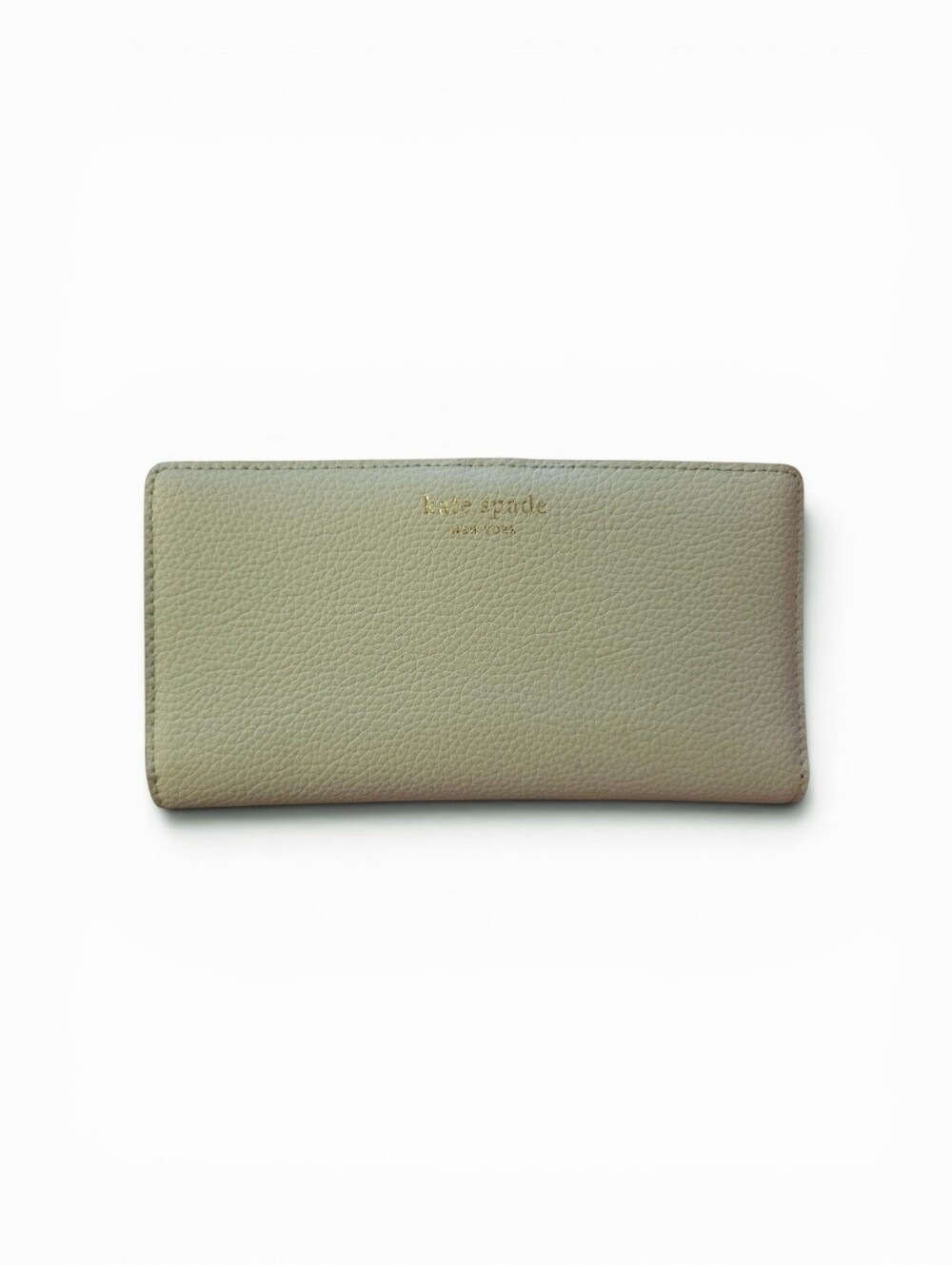 Kate Spade Large Slim Bifold Leather Pebbled Wallet In Mint Frosting, NWOT